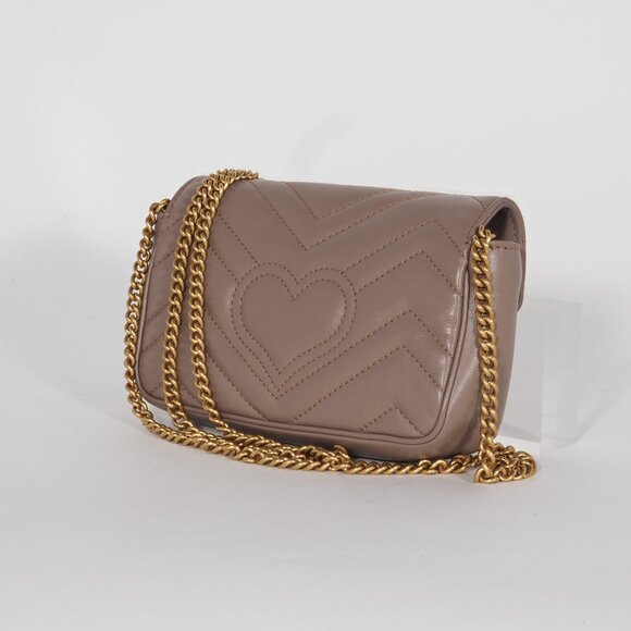 Gucci Mini GG Marmont Matelassé Leather Crossbody Bag in Taupe - Picture 6 of 13